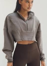 Joah Brown - Half Zip Crop Sweater - MUSTARD