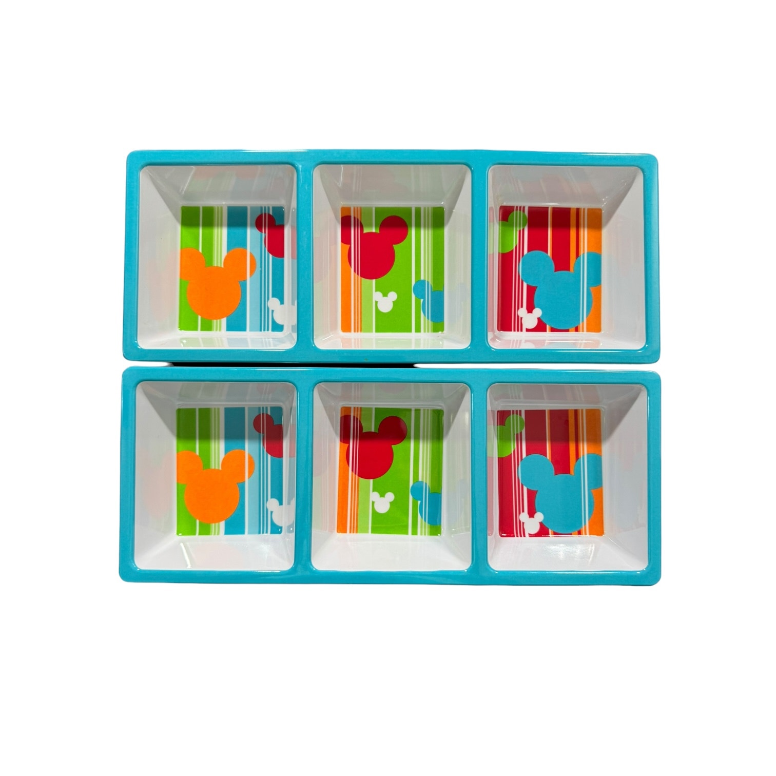 Disney Melamine Divided Dip Trays Brightly Colored BPA Free Set of 2