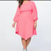 Eloquii 60’s 70’s Barbiecore Pink handkerchief bishop puff sleeve dress 28