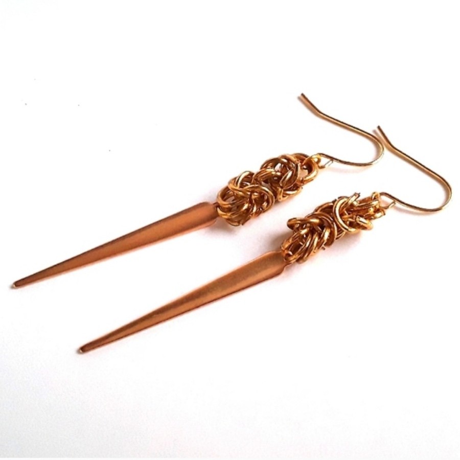 Gold Spike Chainmaille Earrings