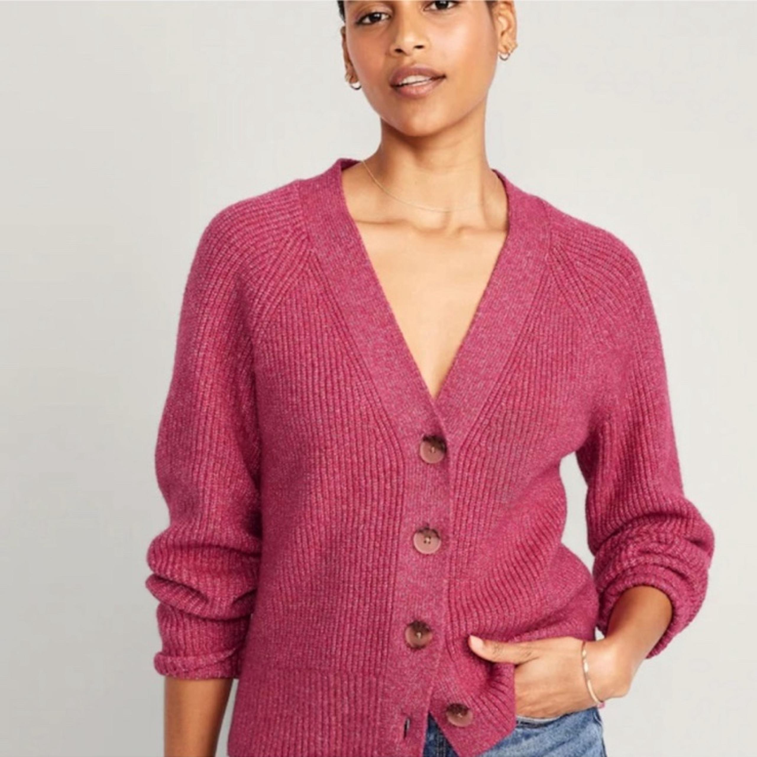 Old Navy Pink Women's Shaker-Stitch Cardigan Sweater XXL