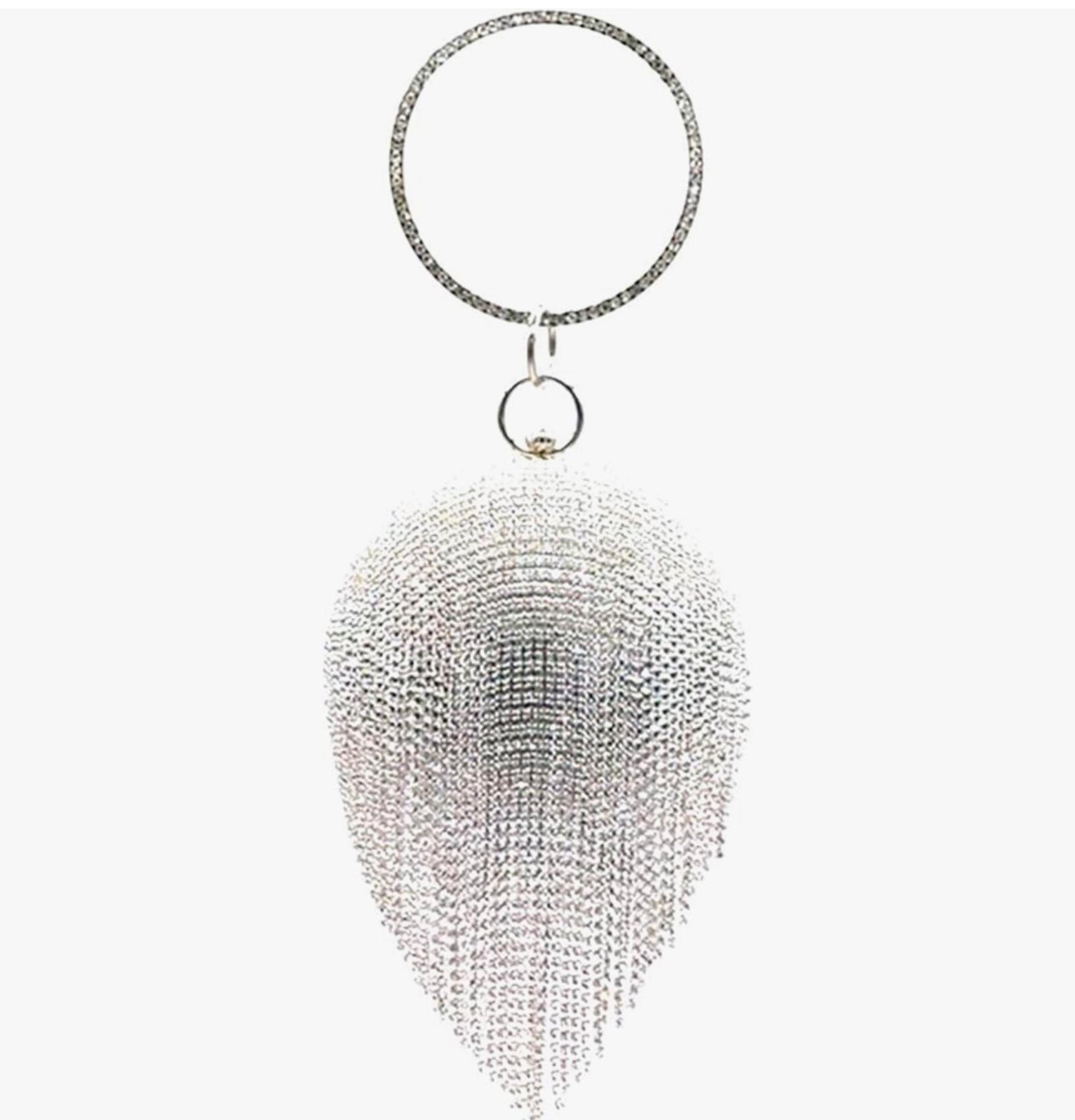 Silver Rhinestone Evening Clutch Purse