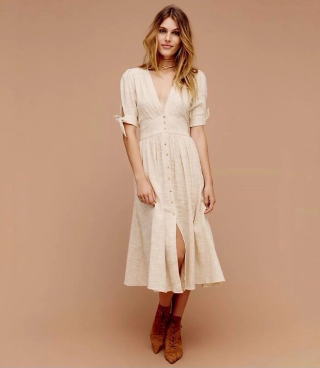 Free People “Love Of My Life” Button Front Midi Dress Size Medium