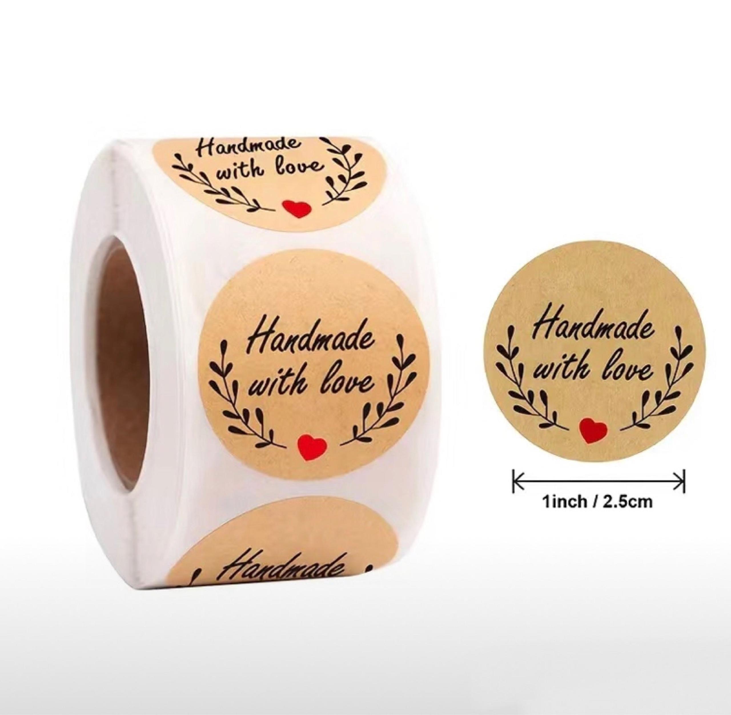 40pcs Handmade with love sticker Kraft heart baking seal label thank you jewelry