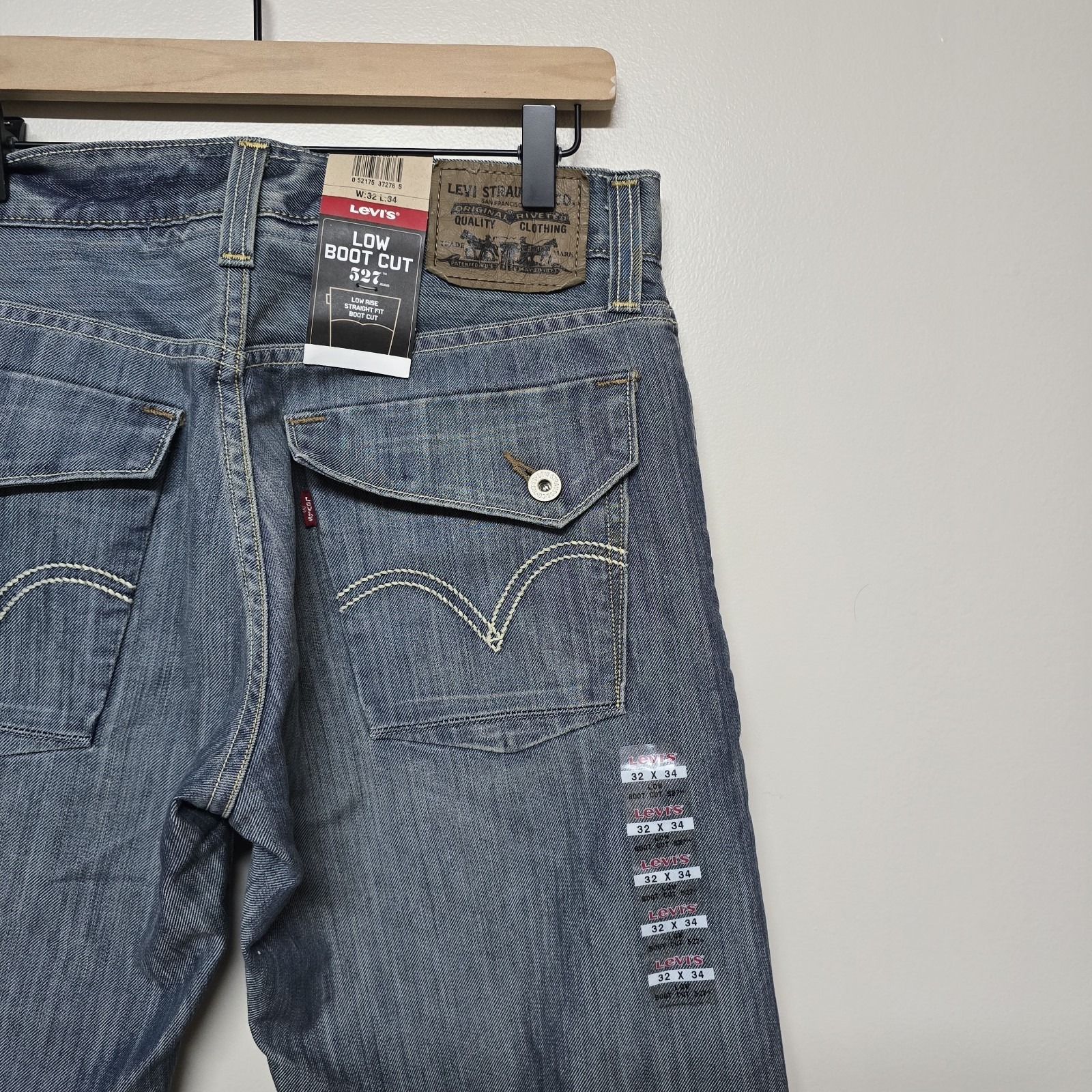 Levi's Mens Low Boot Cut Flap Pockets White Stitch Jeans 32x34 Western Rodeo