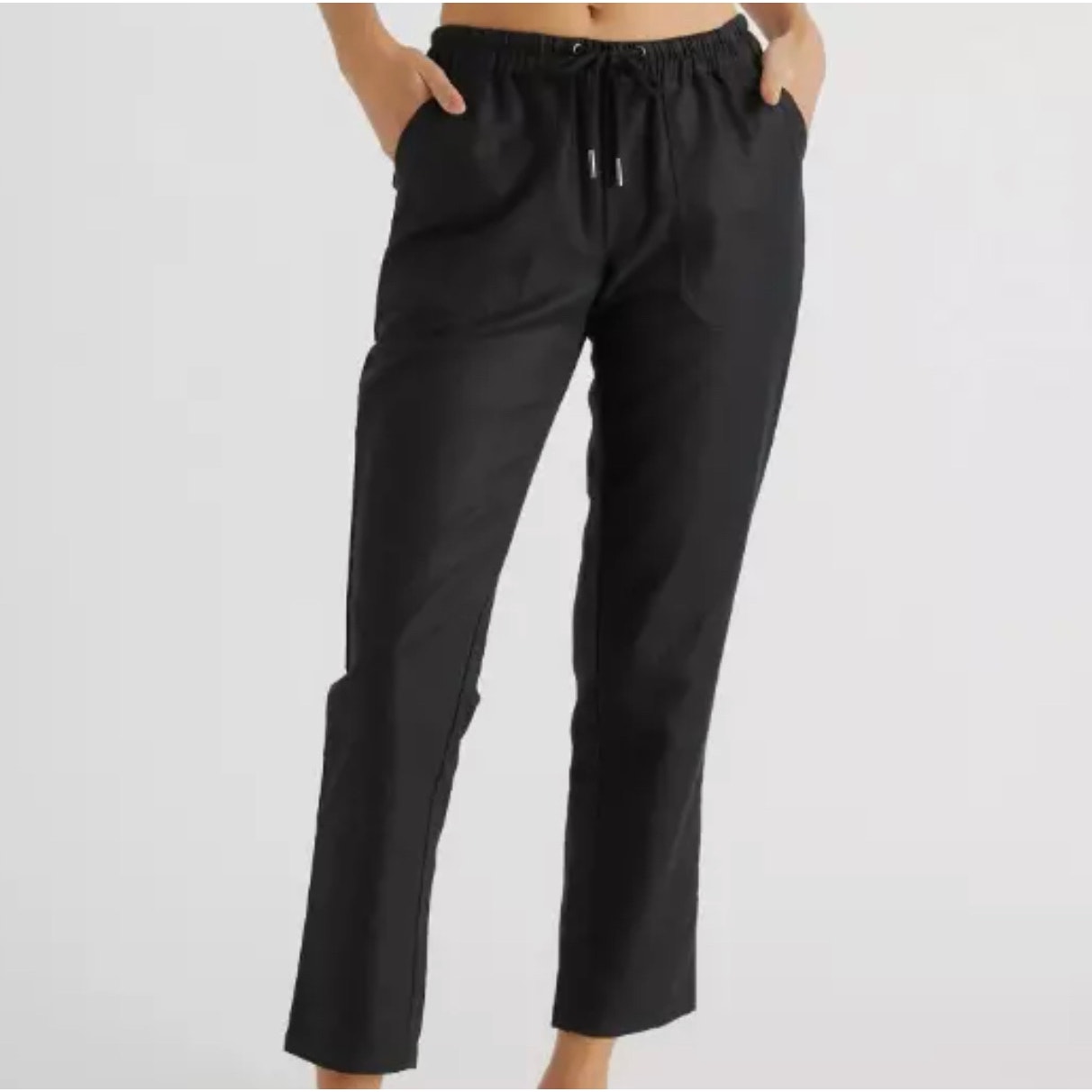 QUINCE Black Cotton Linen Twill Straight Leg Pants NWT Size XLarge