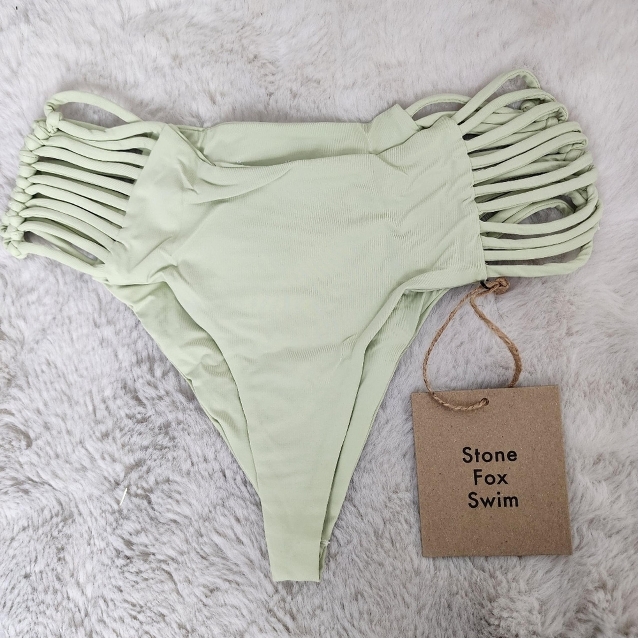 NEW Stone Fox Swim Simone Bikini Swim Bottoms in Aloe Wash Light Green