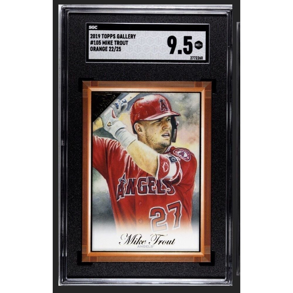 2019 TOPPS GALLERY MIKE TROUT #105 ORANGE /25 SGC 9.5 POP 1