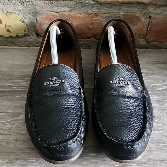 Coach Womens Marley Driver Loafers Black Pebbles Leather Size 8.5
