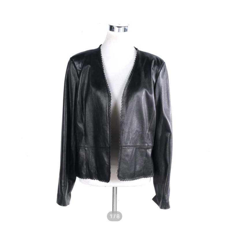 Doncaster Black Kid Leather Jacket 14 Scalloped Trim