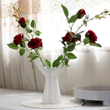 Unique white ceramic hand vase