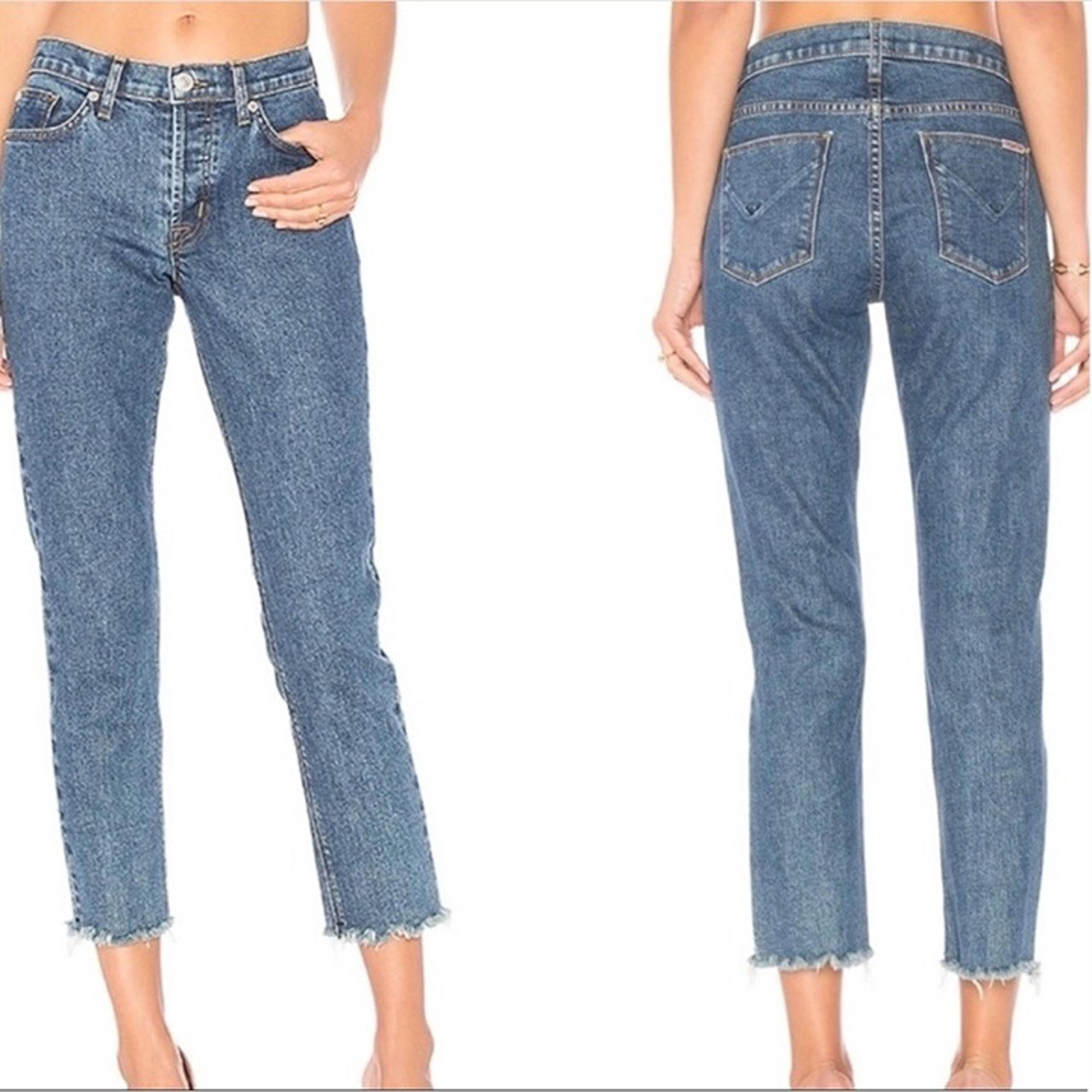 Hudson 31 Riley Luxe Crop Raw Frayed Hem Women’s Jeans Button Fly Stretch