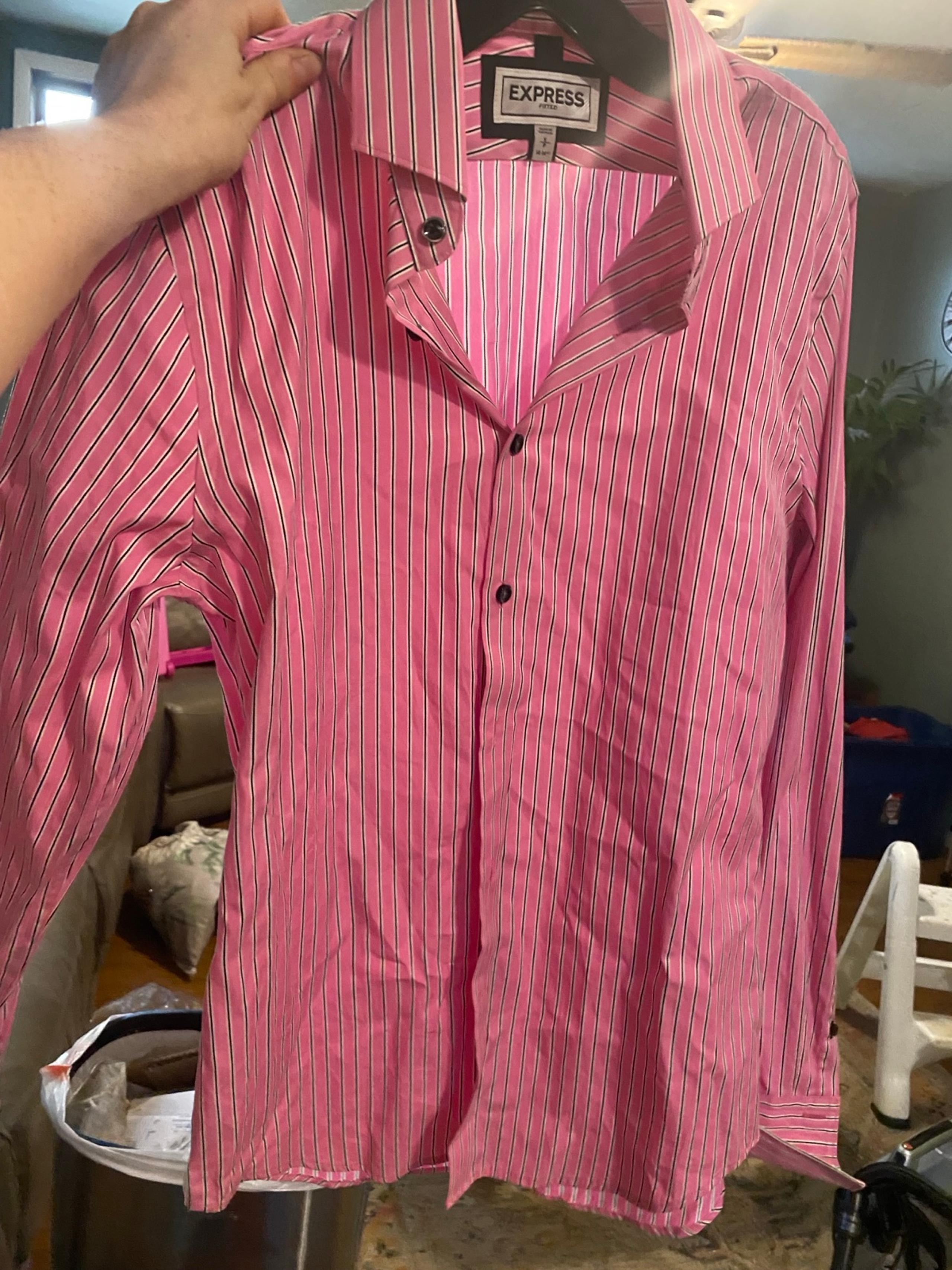 size, small pink, button-down express shirt top