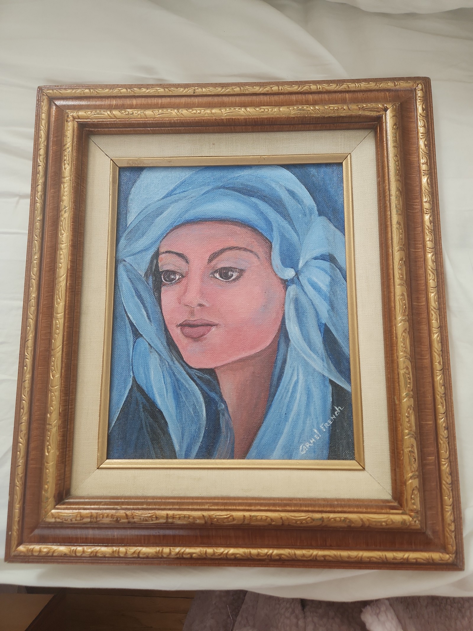 Female painting on canvas
