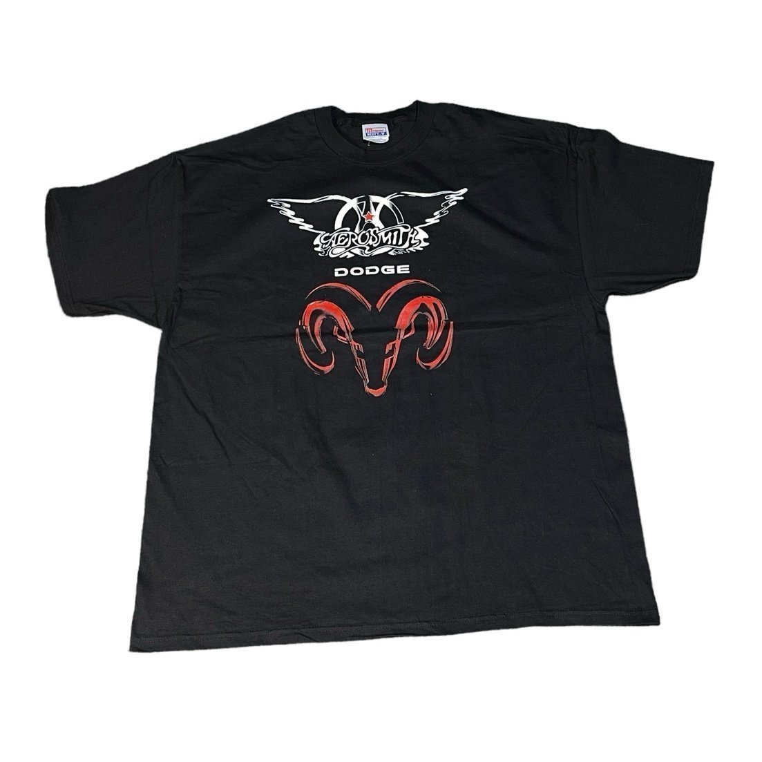 Vintage Y2K 2001 Aerosmith Dodge Black T Shirt Size 2XL Classic Rock Band Tee