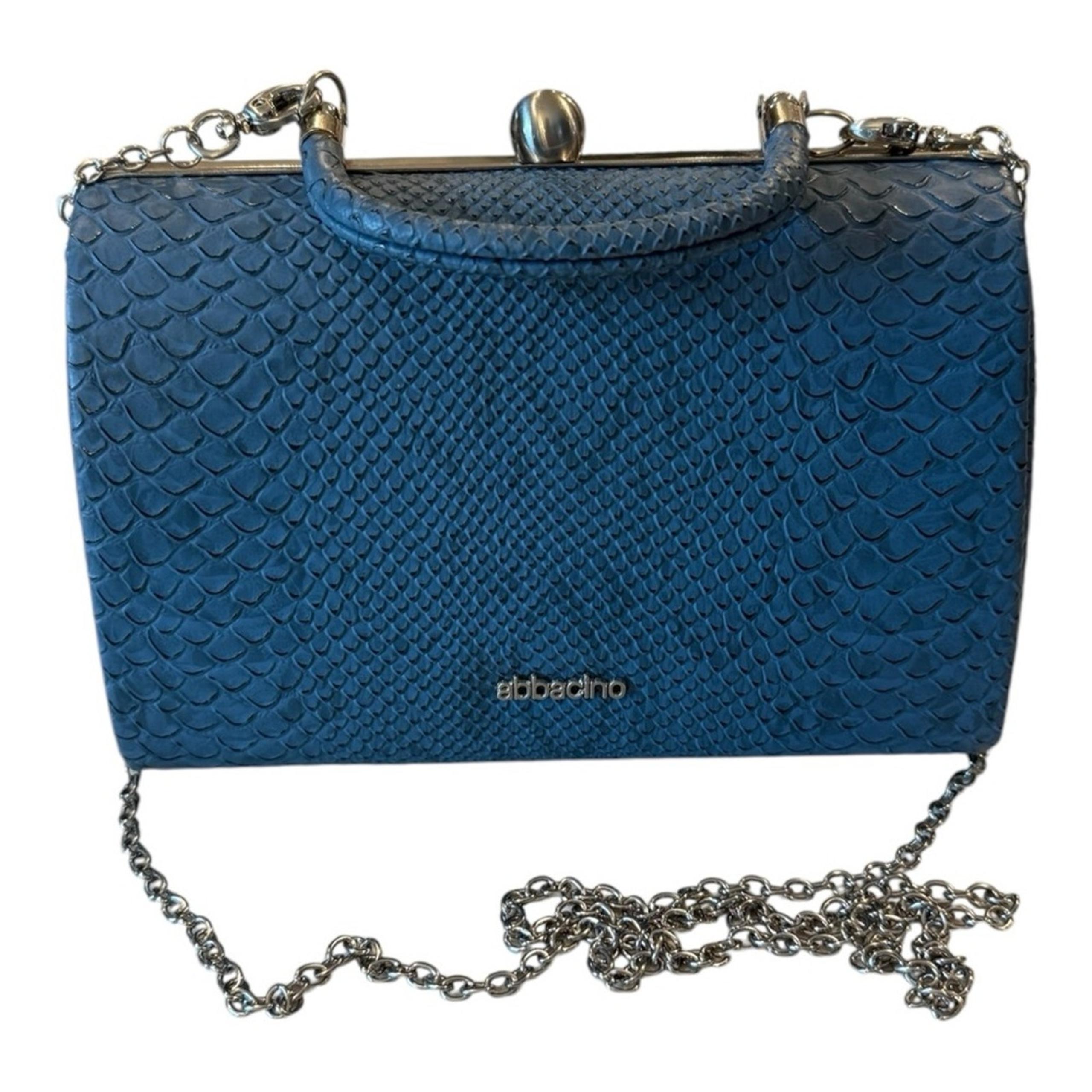 Abbacino Blue Reptile Kiss Lock Hard Shell Mini Bag with Chain Strap VEGAN
