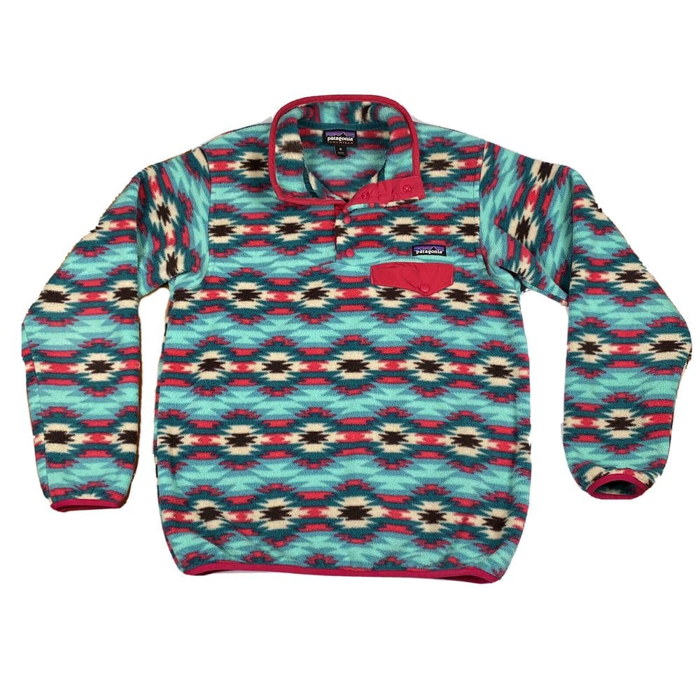 Patagonia Synchilla Snap T Fleece Pullover Pink Blue Aztec Wild Desert MEDIUM