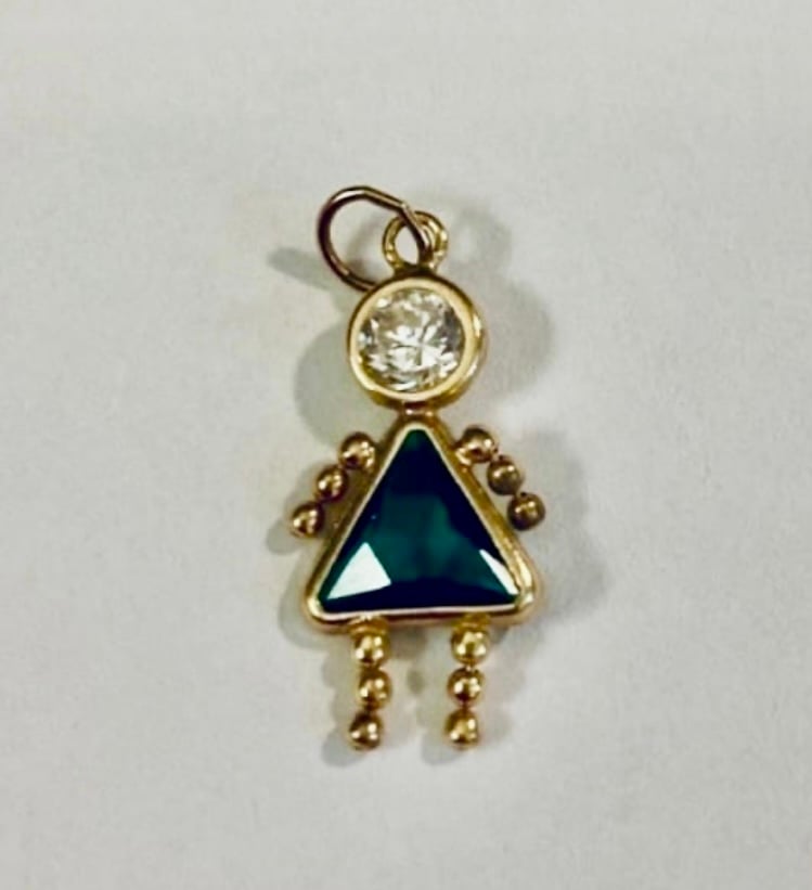 14k solid Gold May Girl Pendant