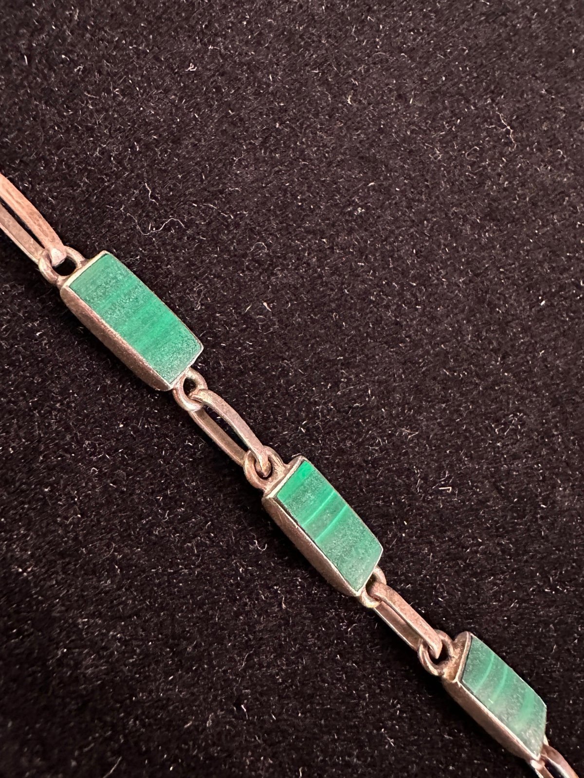 925 Sterling Silver and green stone bracelet
