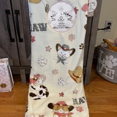 Meowdy Cowboy Cat Plush Throw Blanket