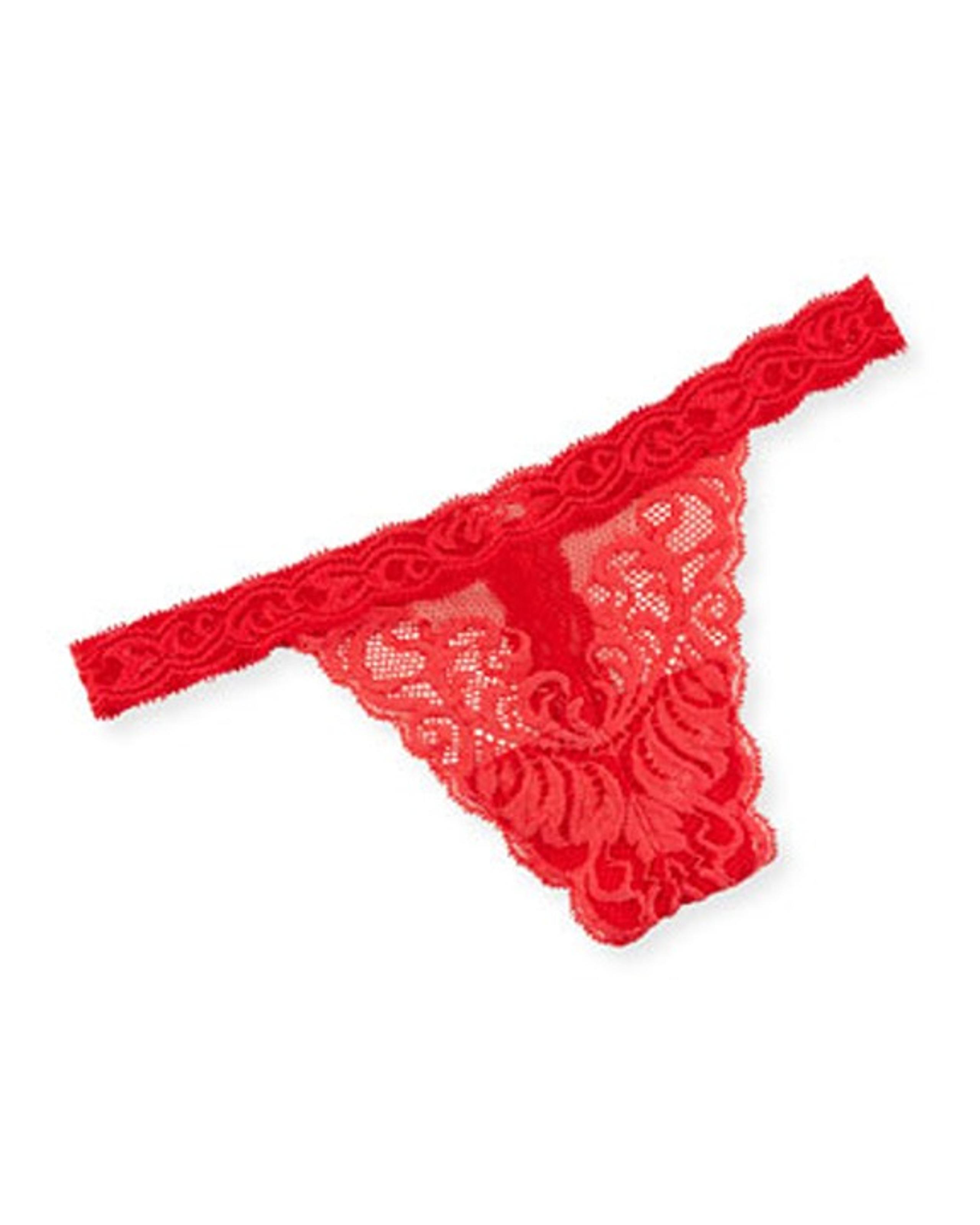Natori Lace Feathers Thong in Real Red Panties Size S NEW from Bloomingdale's