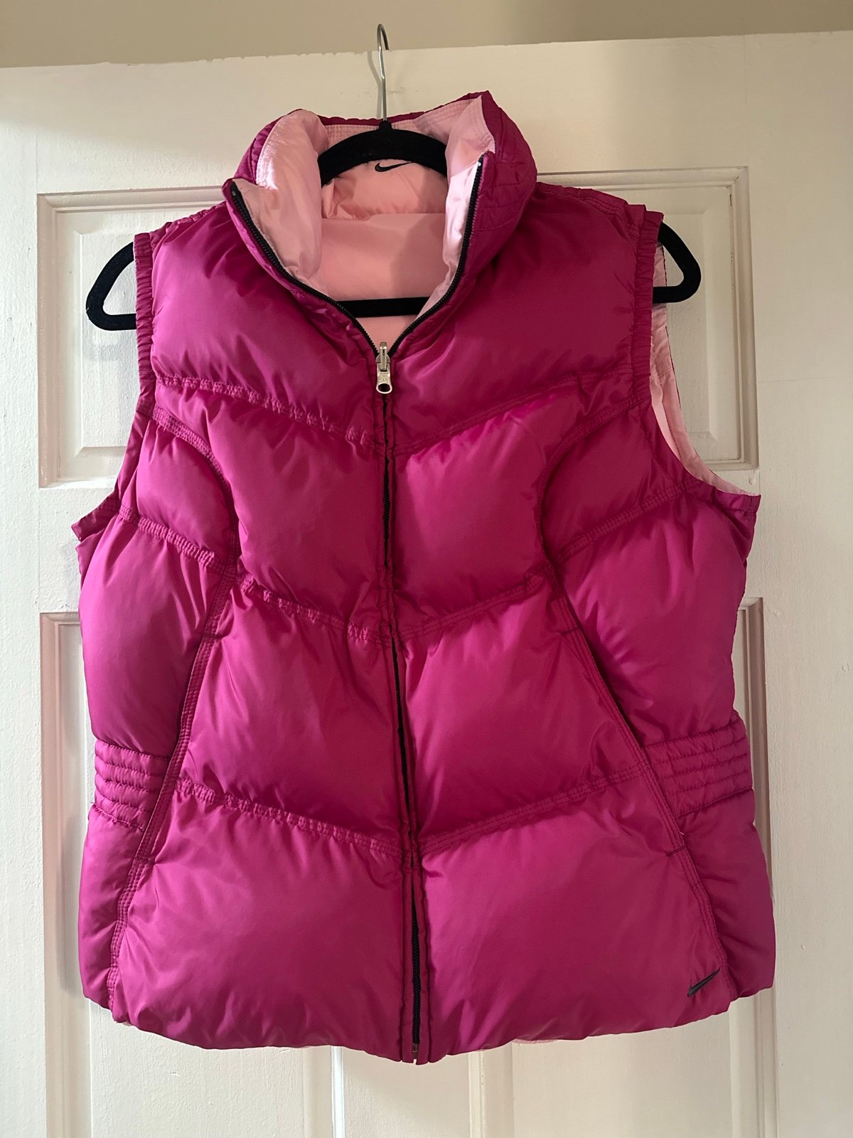 Vintage Nike Reversible Puffer Vest Womens Large Zip Up Y2K Swoosh Logo