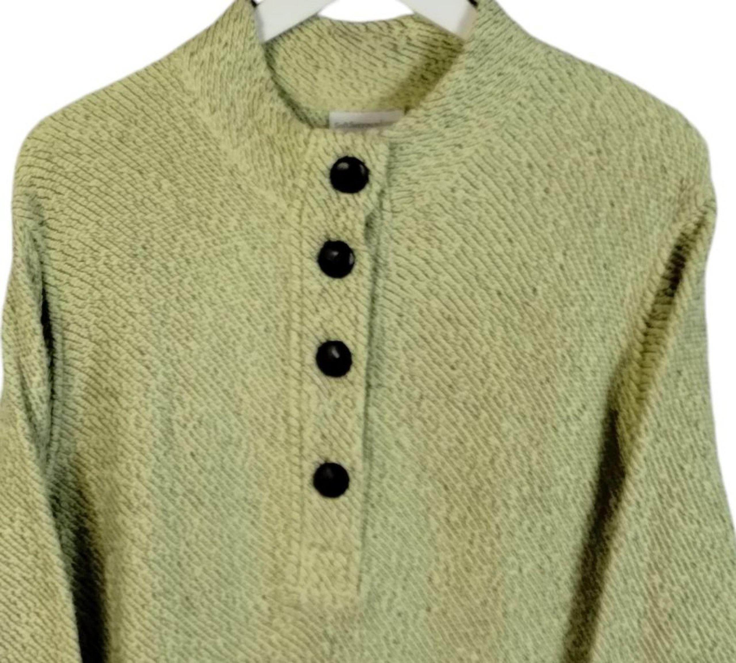 Soft Surroundings Sweater Women's PL Soft Sailing Henley Lime Green Pullover