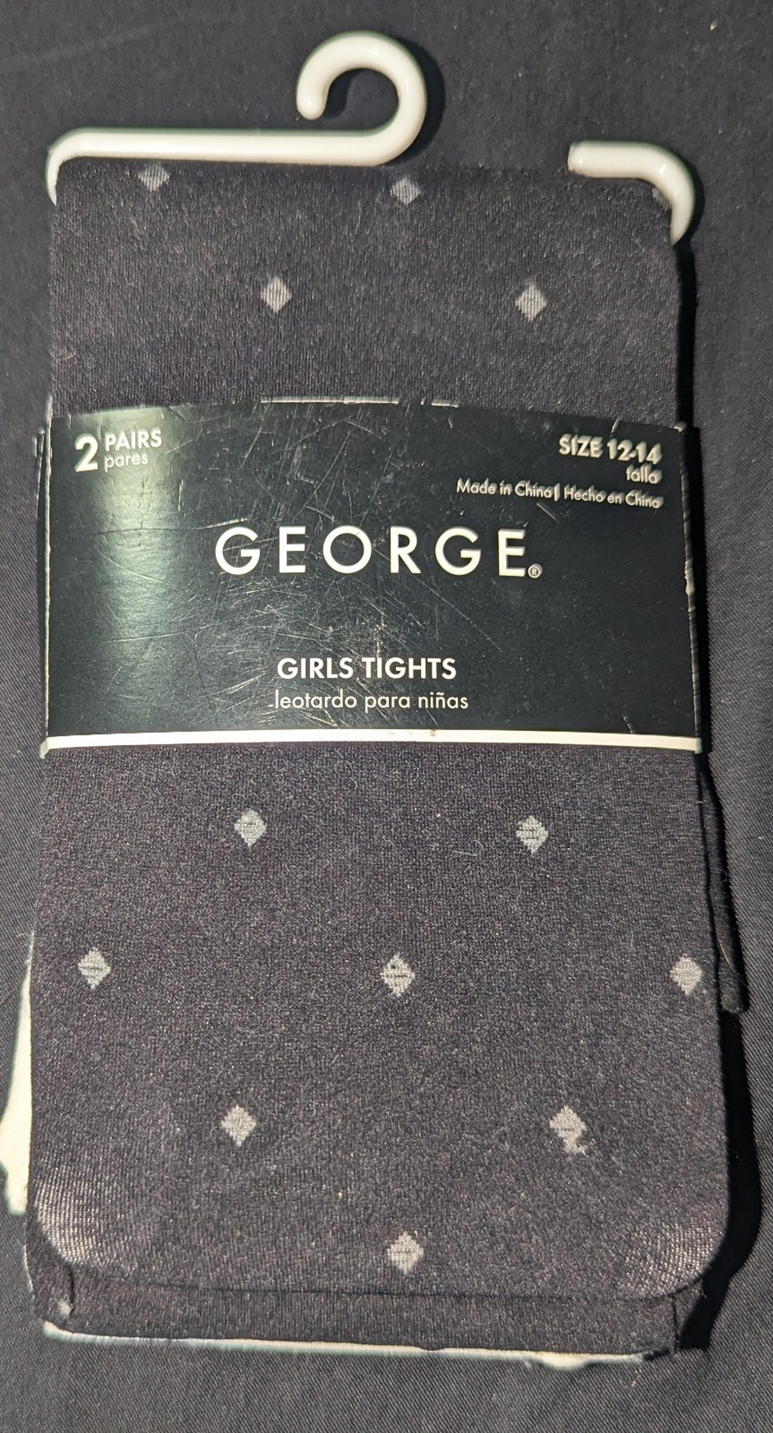 NIP-2 pairs of tights – George brand black\white-girls kids size 12/14