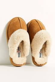 Minnetonka Tan & Cream backless slippers