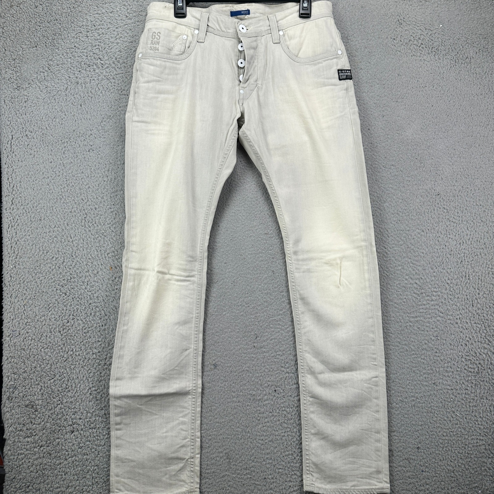 G-Star Raw 5204 Defend Super Slim Fit Jeans Mens 34X32 Grey Distressed Denim