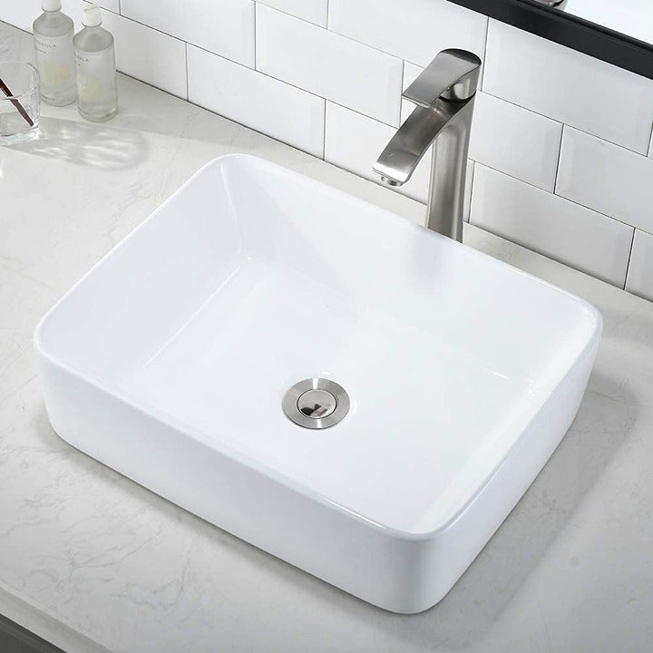 Rectangle Vessel Sink Above Counter Porcelain Ceramic Vanity Vessel Sink