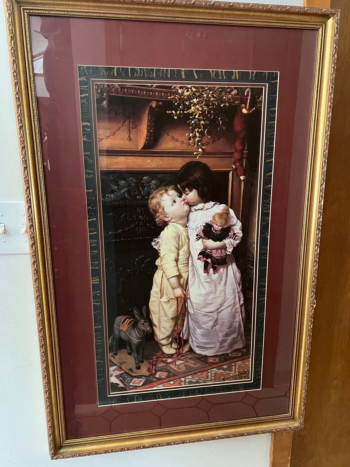 Maurice Ingres ‘97 “Under the Mistletoe” Matted & Framed Print