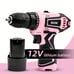 12V Pink Cordless Drill Driver Set, Electric Drill, Various Speed-BJIY78092