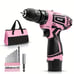 12V Pink Cordless Drill Driver Set, Electric Drill, Various Speed-BJIY78092
