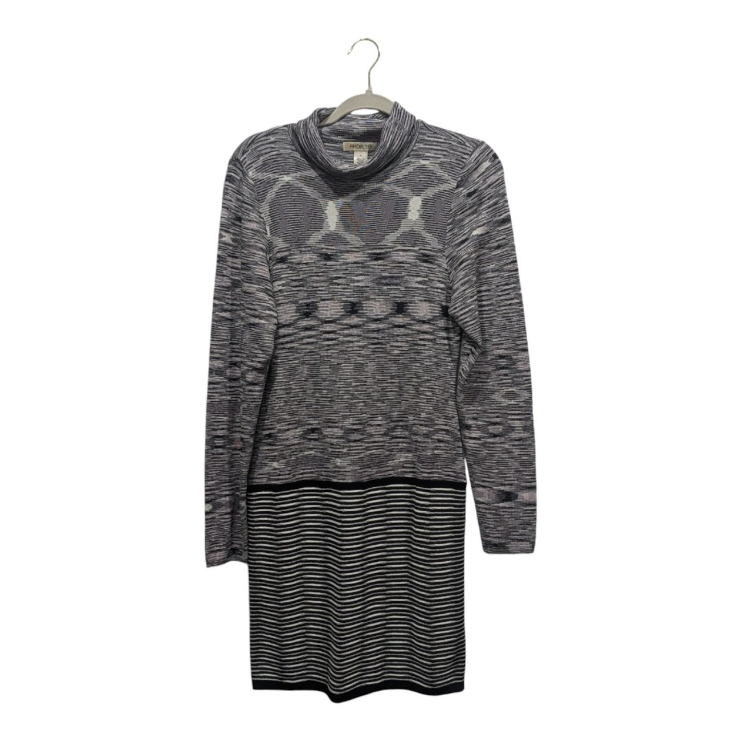Vintage Arden B Cowl Neck Long Sleeve Abstract Striped Sweater Dress, XL