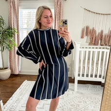 NWT Rag & Bone Jacklin Silk Draped Striped Dress in Navy Stripe 495