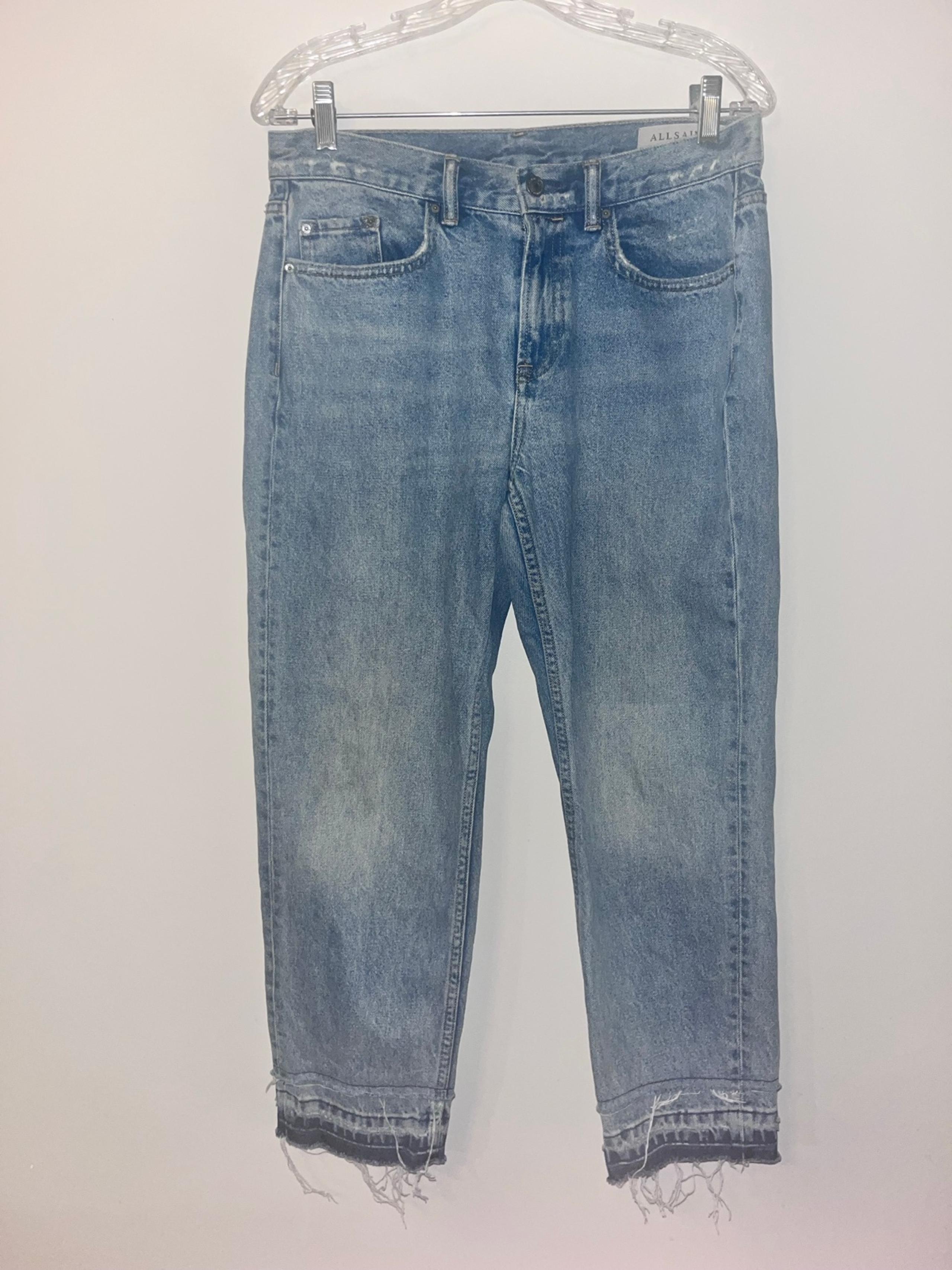 AllSaints Distressed Low Waisted Straight Leg Boyfriend Jeans