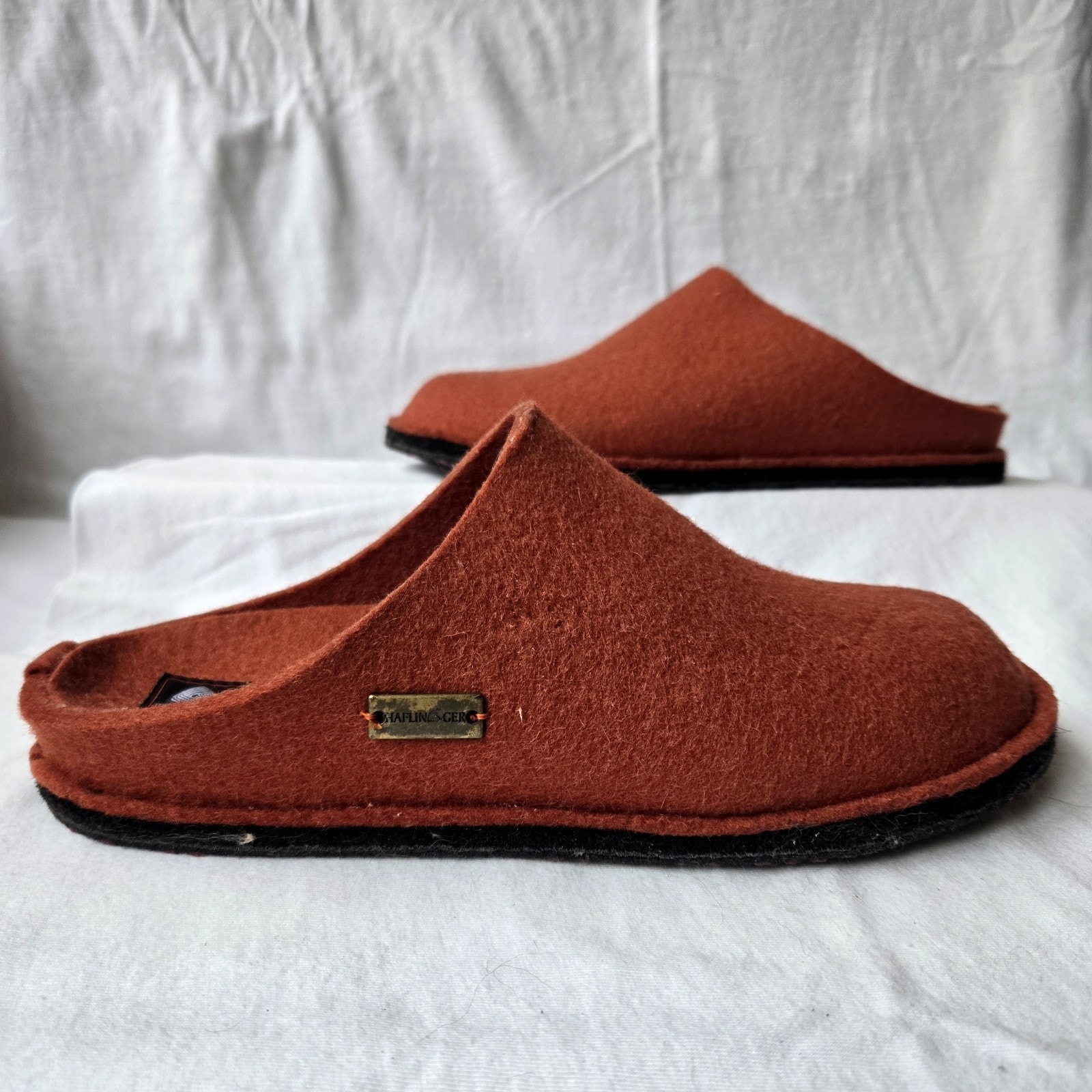 Haflinger Flair Soft Women's Wool Felt Slippers Clogs Burnt Orange Size 38/US 7