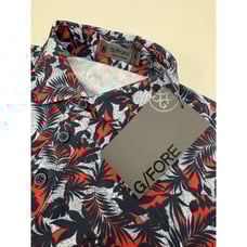 NWT G/Fore Palm Fronds Tech Pique Slim Fit Golf Polo Shirt Blue Red XXL 120