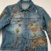 Lili Nucci Vintage Frilly Fairycore Embellished Chiffon Lace Sleeve Denim Jacket