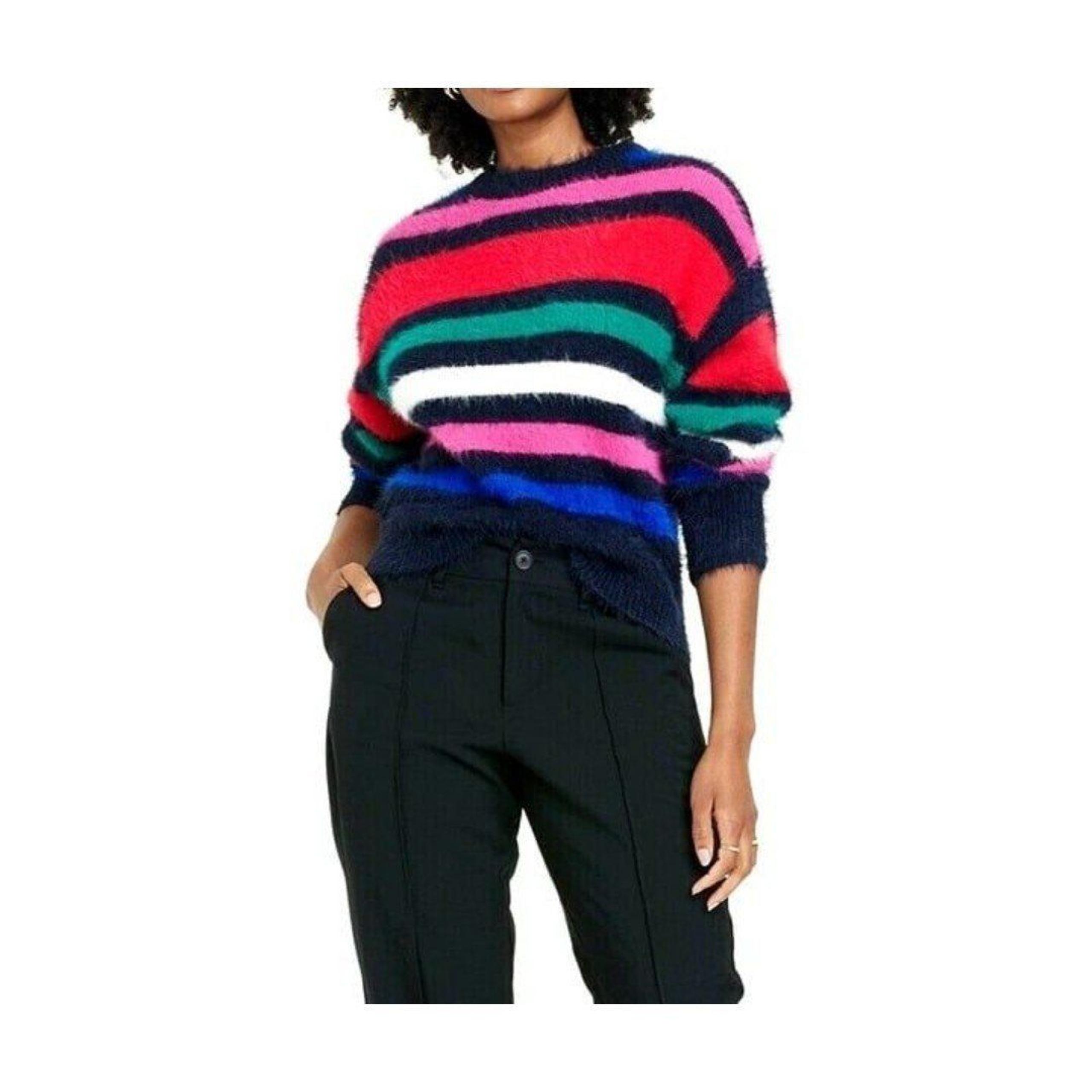 Women's Crew-Neck Fuzzy Pull-Over Sweater ~ A New Day Striped (Size-3X) ~ NEW!!!