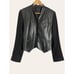 Alexander Wang Black Leather Mixed Media Button Front Blazer Jacket Size 4