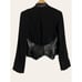 Alexander Wang Black Leather Mixed Media Button Front Blazer Jacket Size 4