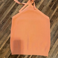 J.Crew Coral Peach Ribbed Knit Halter Top Sleeveless Summer Tank XL