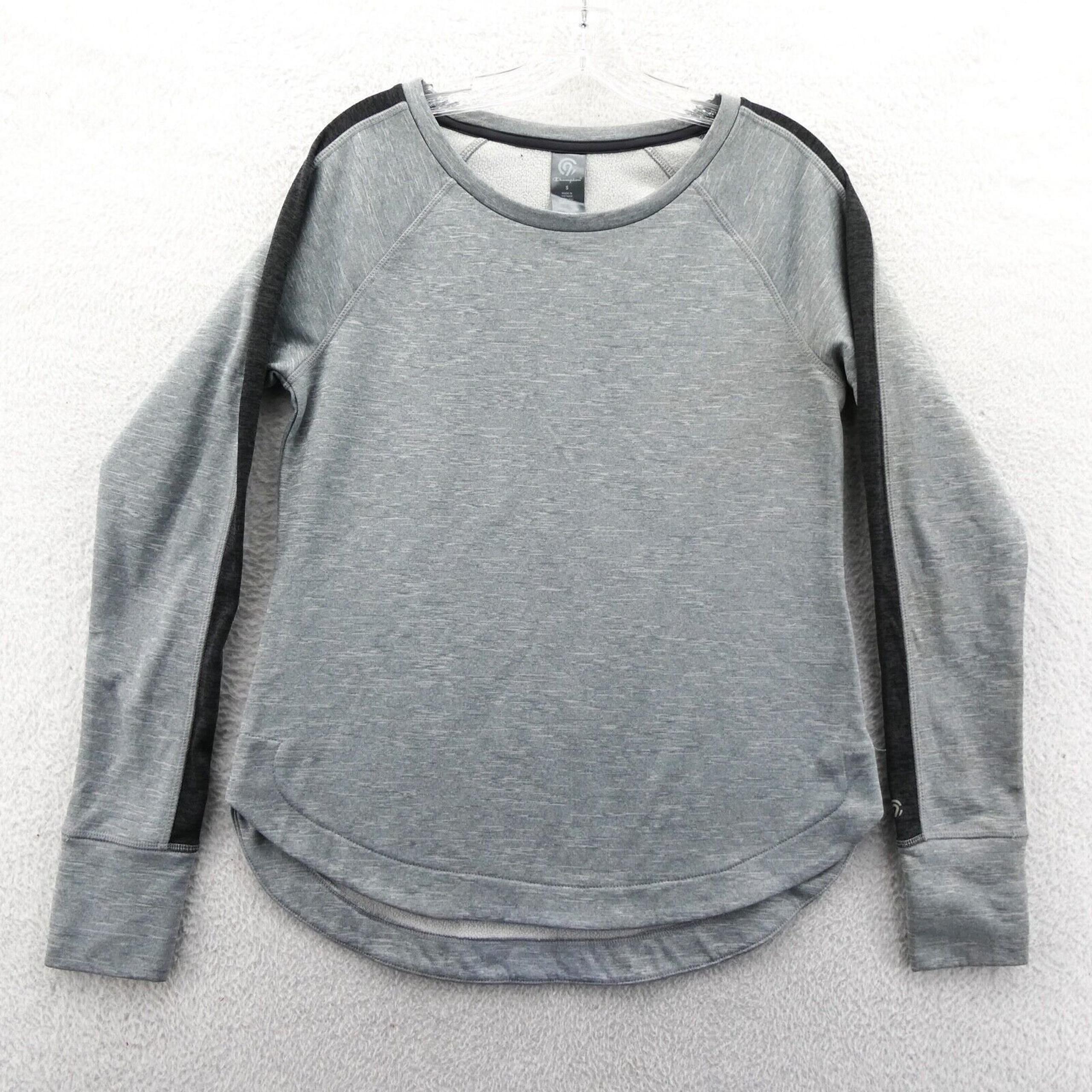 Champion Sweatshirt Womens Small Gray Light Fleece Lined Pullover Preppy Gym