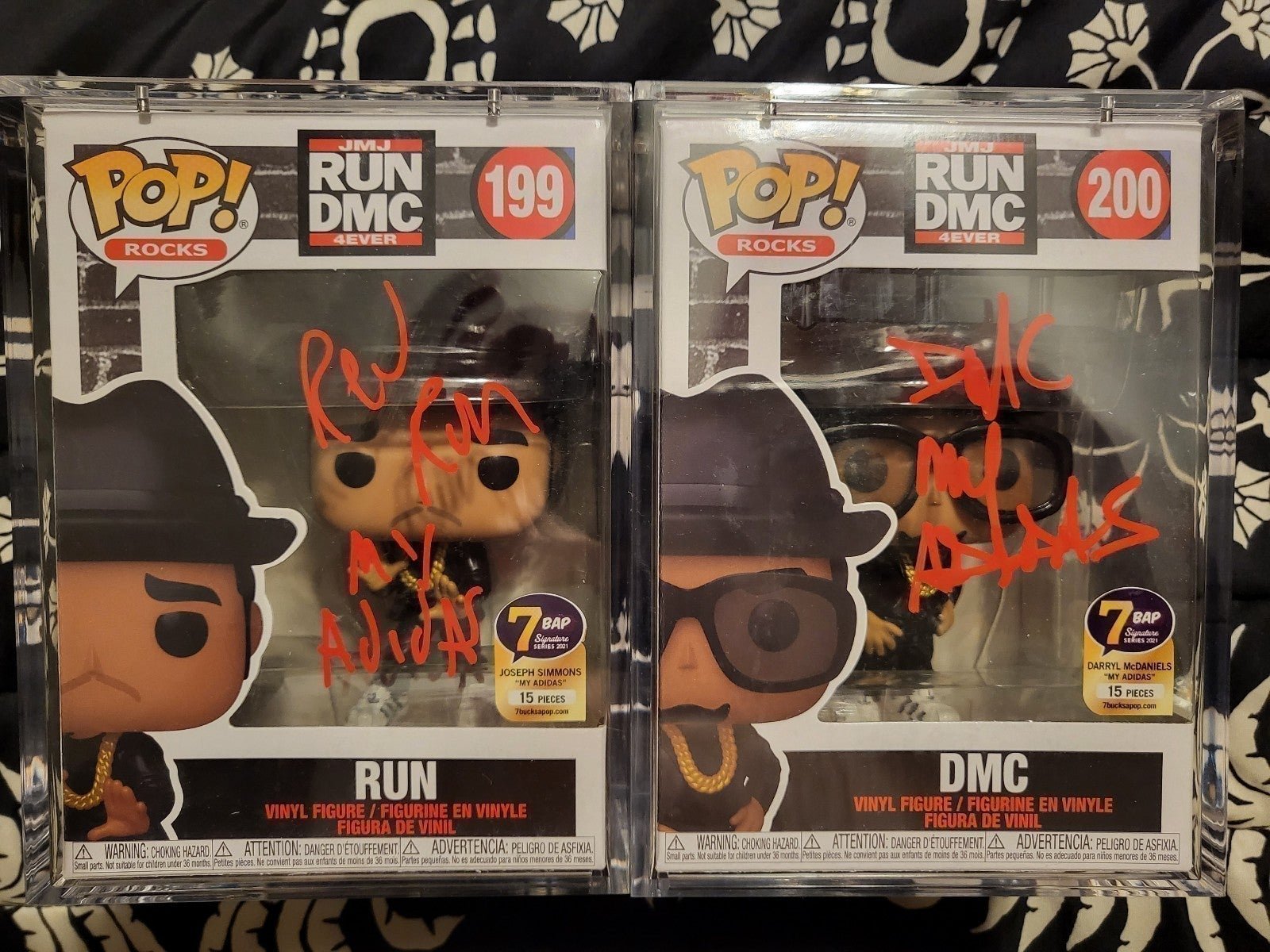 Ltd 15 Pieces RUN DMC Autographed Funko Pop Set 7 BAP My Adidas Exclusive JSA)