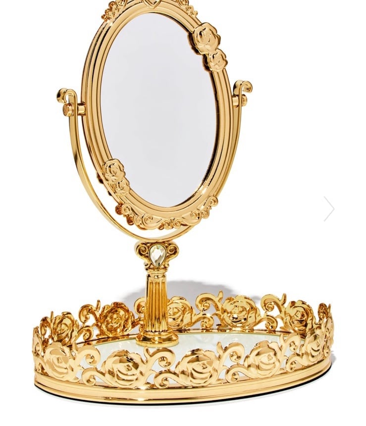 BBW Disney Belle Bath Body Works Vanity Body Care Tray Mirror Gold new
