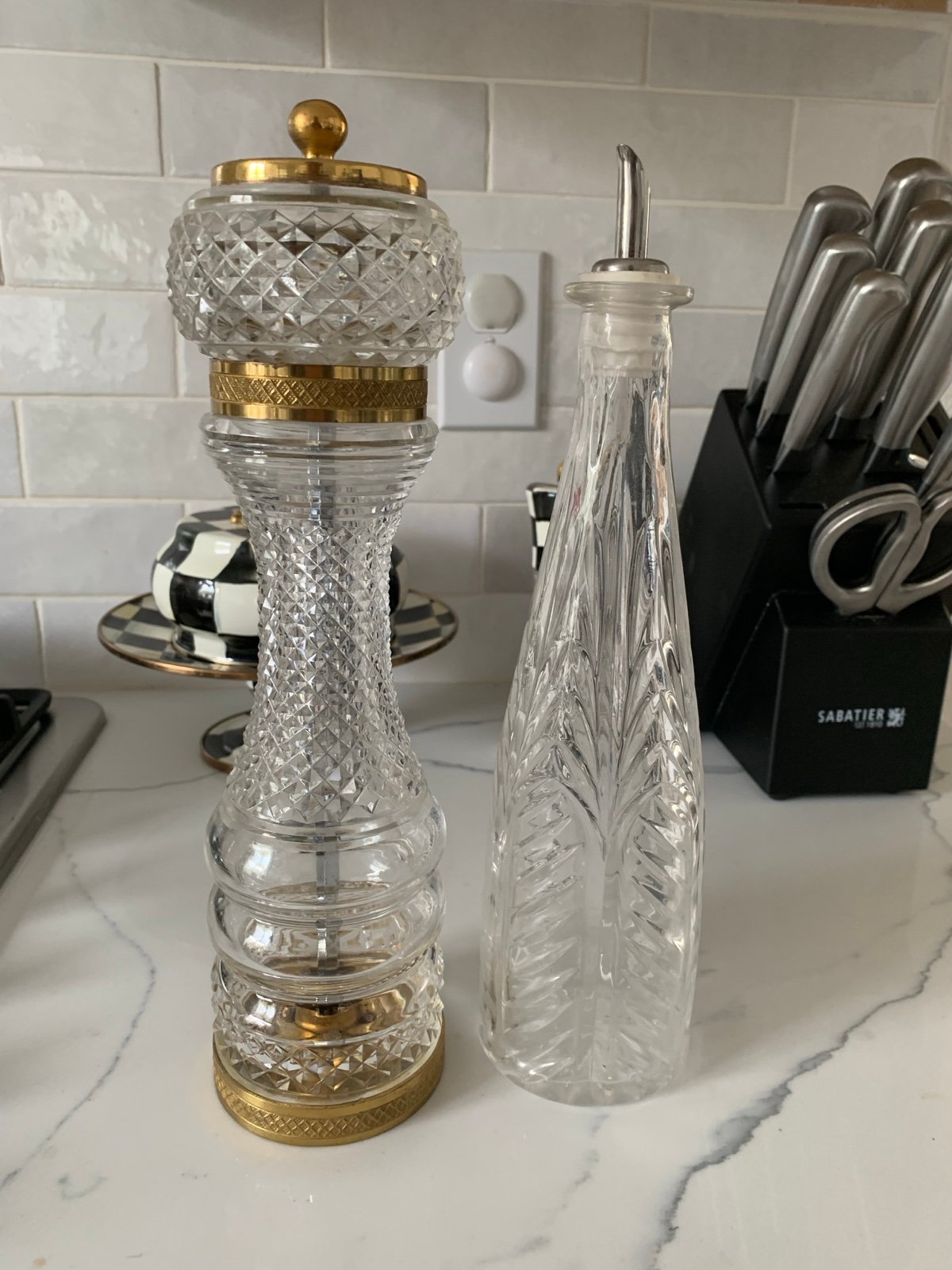 Vintage crystal pepper grinder