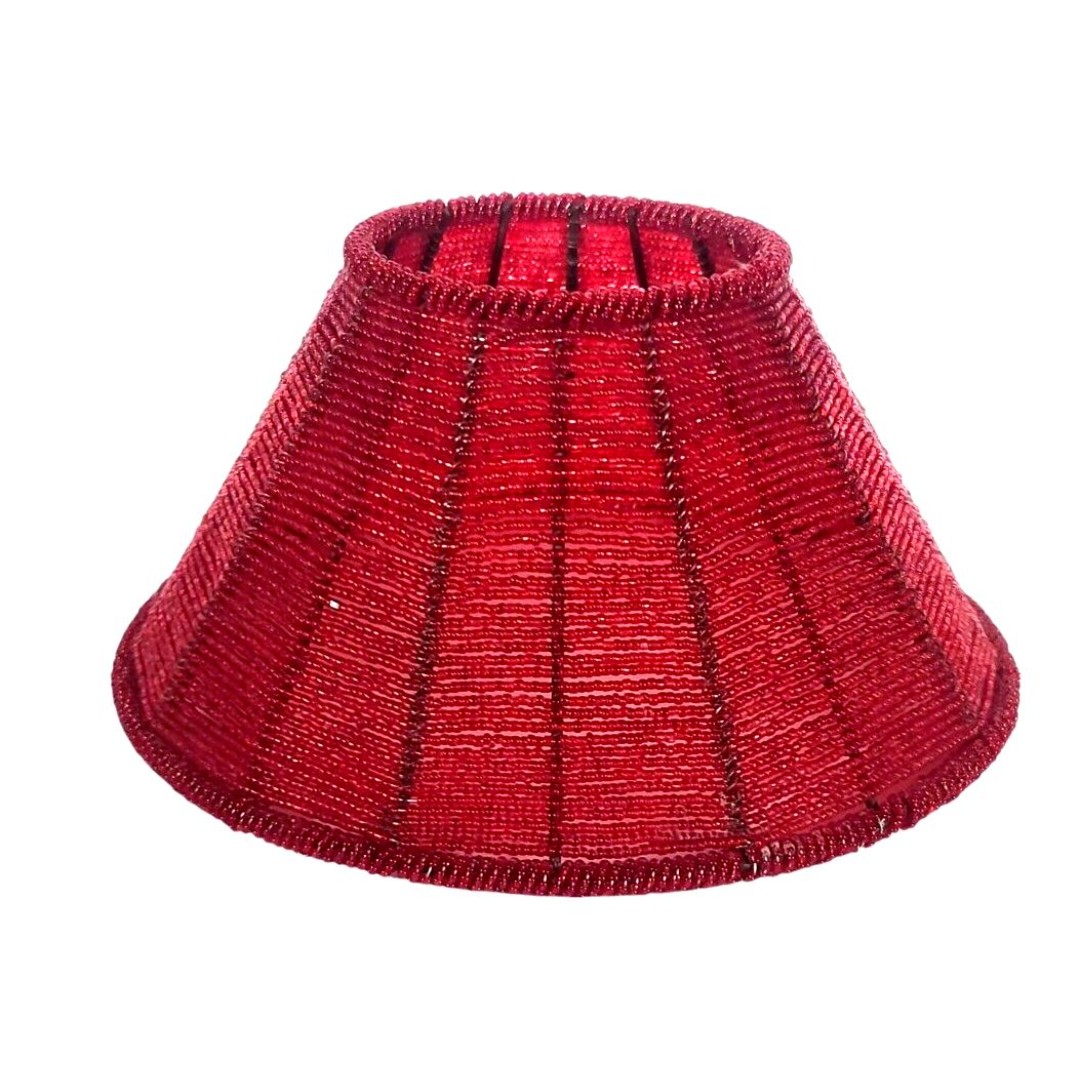 Vintage Red Glass Seed Bead Lamp Shade Hurricane Lamp cover Tea Light Shade