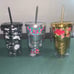 COOL GEAR 3-Pack 18oz Skull Chiller Tumbler Sugar Skull Design Tumblers w/ Straw